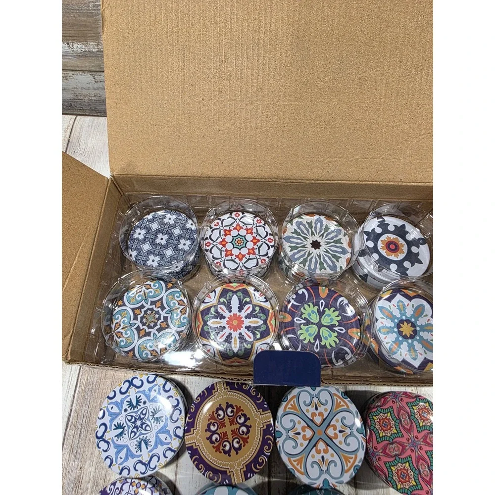 12 Pack Scented Soy Wax Candles in Decorative Boho Tins 2.5oz Each Gift‎ Set